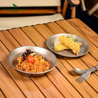Bộ bát chảo titan cắm trại ngoài trời có túi mang theo, phù hợp cho các bữa tiệc picnic
