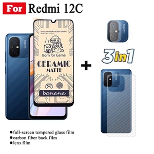 3 trong 1 Redmi 12C Full Cover Kính cường lực bảo vệ màn hình cho Redmi 10C 10A 9A 9C 9T Redmi note 11s 11 pro 10s 10 pro