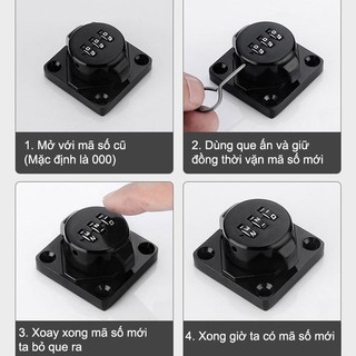 (HÀNG TỐT) Chốt cửa lật khóa số góc 90 độ dùng cho hòm, tủ, ngăn kéo bàn, cửa các loại