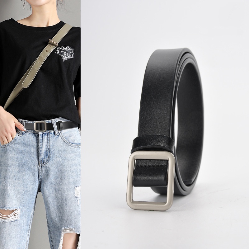 Ảnh Thắt lưng AIJOLEN khóa vuông không đục lỗ phong cách vintage cho nữ 4