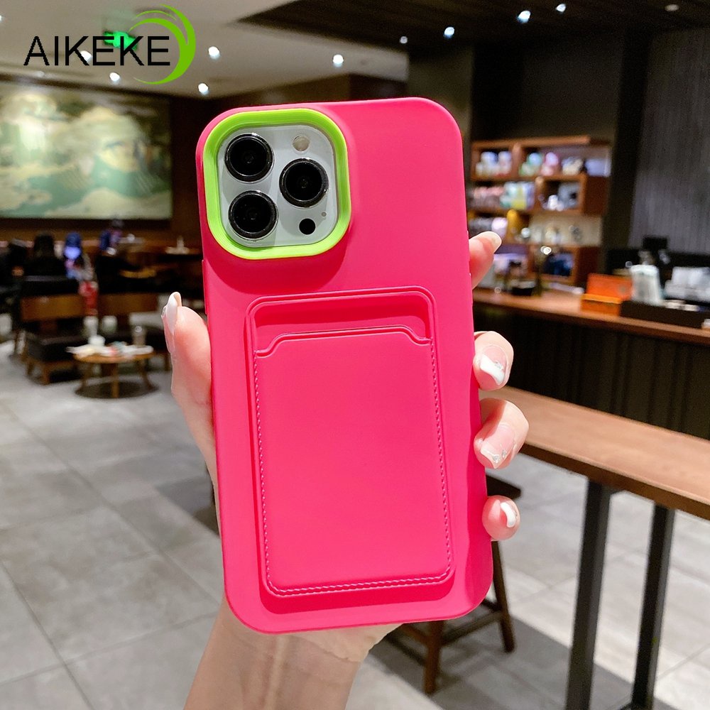 Ốp Điện Thoại Silicon Mềm Có Ngăn Đựng Thẻ 3 Trong 1 Cho iphone 12 Pro Max 11 Pro Max 13 Pro Max