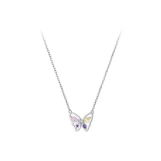 Dây Chuyền Mạ Bạc 925 Mặt Hình Bươm Bướm Nhiều Màu Sắc Đơn Giản Thời Trang Cho Nữ