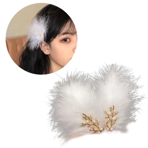 BTF Phong Cách Vintage Ngọc Trai Trang Trí Lông Vũ Kẹp Tóc Cho Người Phụ Nữ Ngọc Trai Dễ Thương Trang Trí Kẹp Tóc Phong Cách Phụ Kiện Tóc