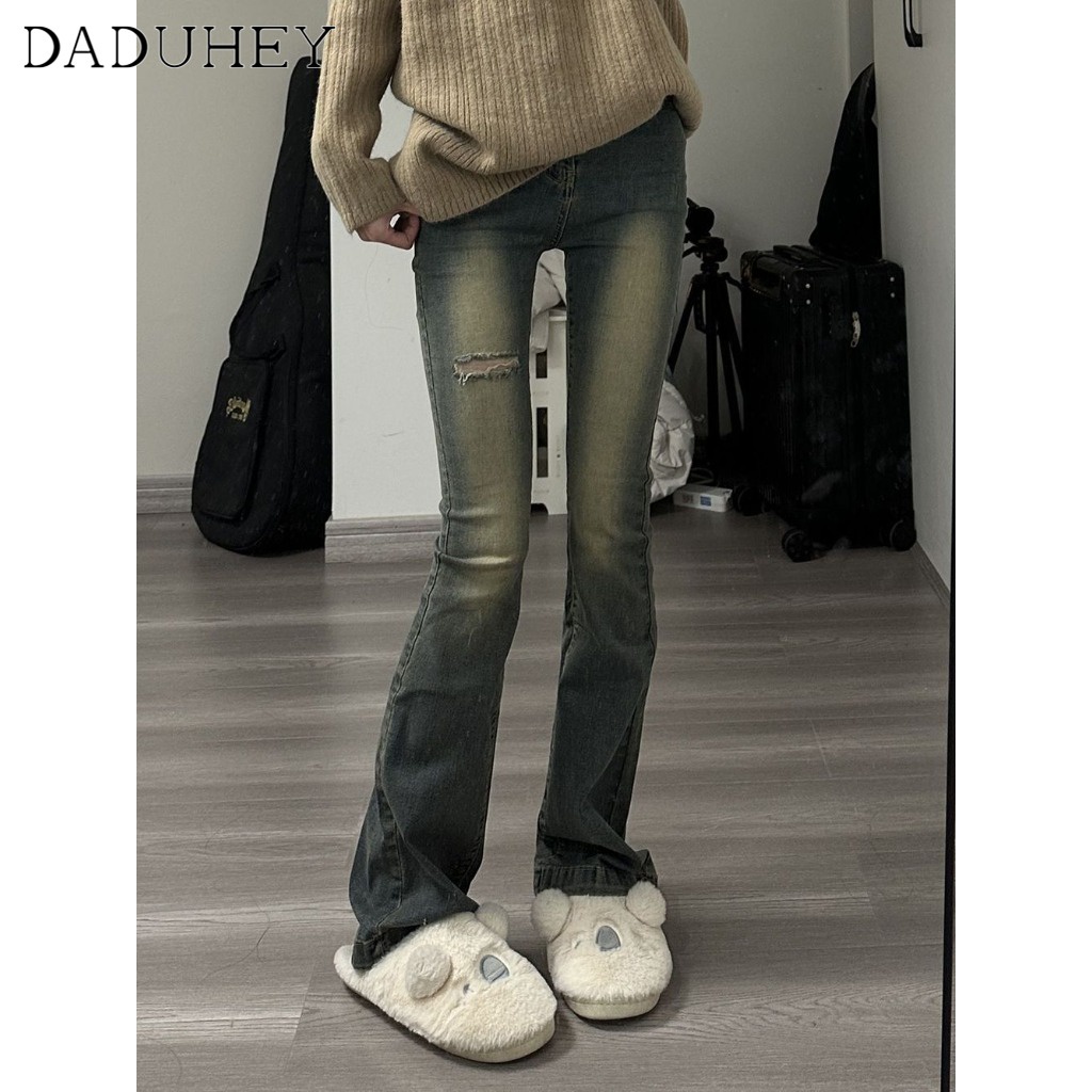 Ảnh Quần jean DADUHEY Korean lưng cao ống loe màu cổ điển thời trang phong cách Hàn Quốc cho nữ 2