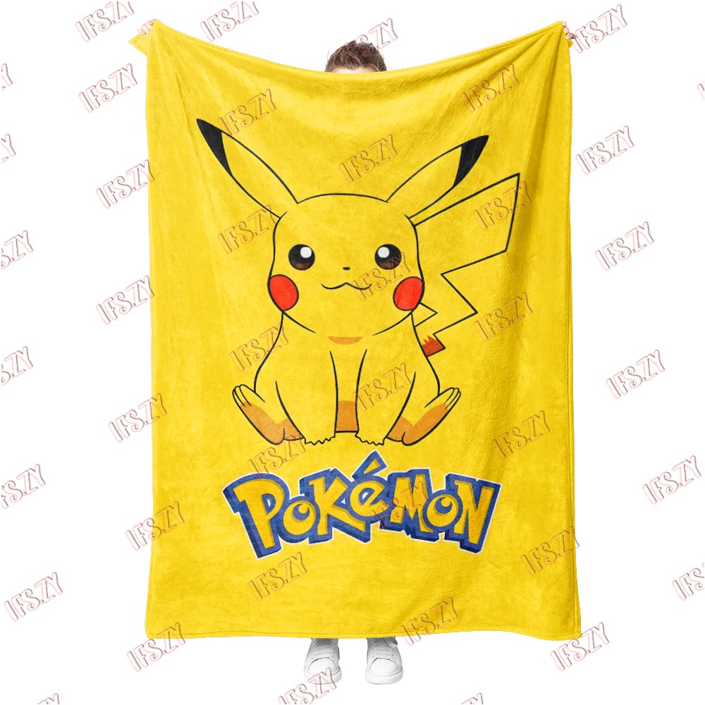 Chăn flannel 4 Kích Thước Nhật Bản In Hình Hoạt Họa pokemon pikachu Một Mặt