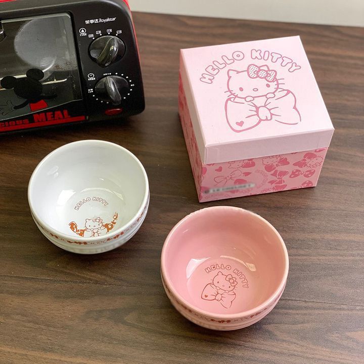 Bộ Tô Đĩa Sứ Họa Tiết Hello Kitty Dễ Thương Tiện Dụng Cho Gia Đình