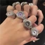 Đồng hồ quartz dạng nhẫn đeo ngón tay có dây lưới thép không gỉ thời trang hip-hop tối giản thường ngày cho nam và nữ