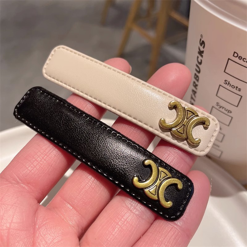 MIAOYA Kẹp Tóc Da pu In Chữ c Thời Trang Cao Cấp Cho Nữ