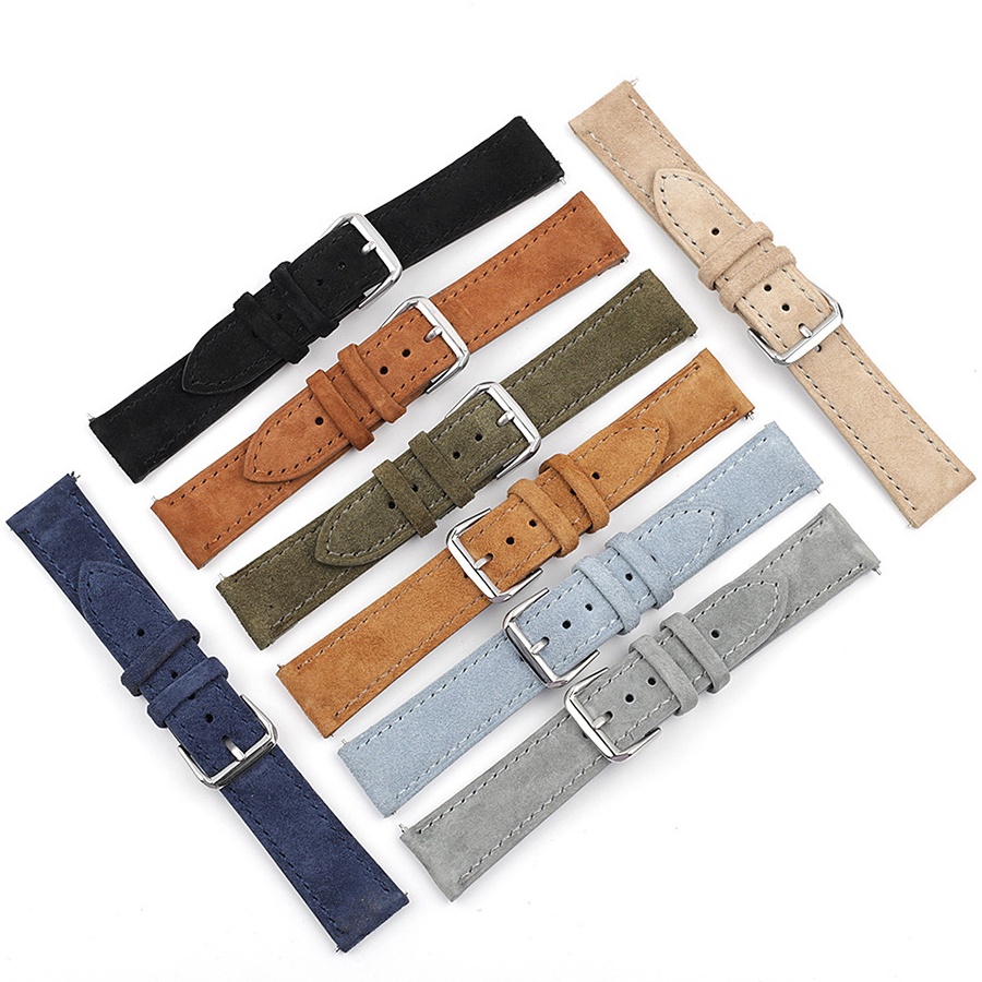 Dây Da Bò Thật 18 20 22 24mm Phối Lông Mềm Tháo Gỡ Nhanh Phong Cách Vintage