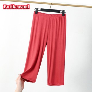 Quần nữ modal cotton co giãn dáng rộng trơn, plus size, 2023