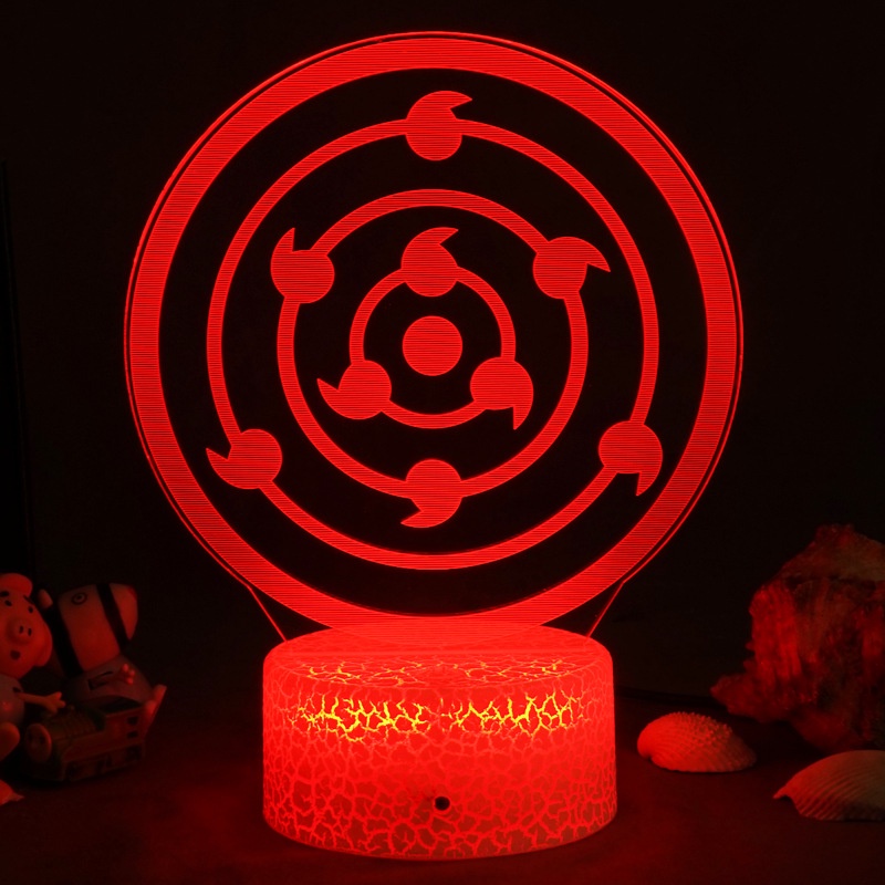 HK1 Naruto Đèn Ngủ Anime 3D Đèn LED Từ Xa Sạc USB Cầu Vồng Chiếu Sáng Sharingan Trang Trí Nhà Quà Tặng KH1