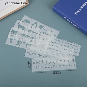 Bộ 8 Khuôn Vẽ Trang Trí Sổ Tay / Tường DIY Hình Động Vật / Lượn Sóng / Chữ Cái