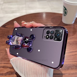 ốp lưng Redmi note 11 Pro Redmi note 11 Redmi note 11s Ốp Điện Thoại TPU Trong Suốt Mạ Điện Có Giá Đỡ Hình Gấu Cho Redmi note 11 Pro Redmi note 11 Redmi note 11s