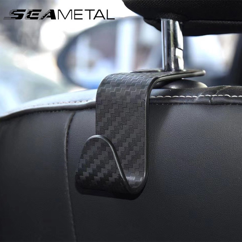 Bộ 4 móc treo đồ SEAMETAL bằng sợi carbon gắn ghế ngồi xe hơi tiện dụng