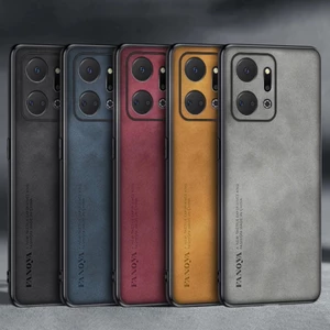 Dành cho Honor X7a Luxury Business Retro Da Cao su mềm TPU Case Cover