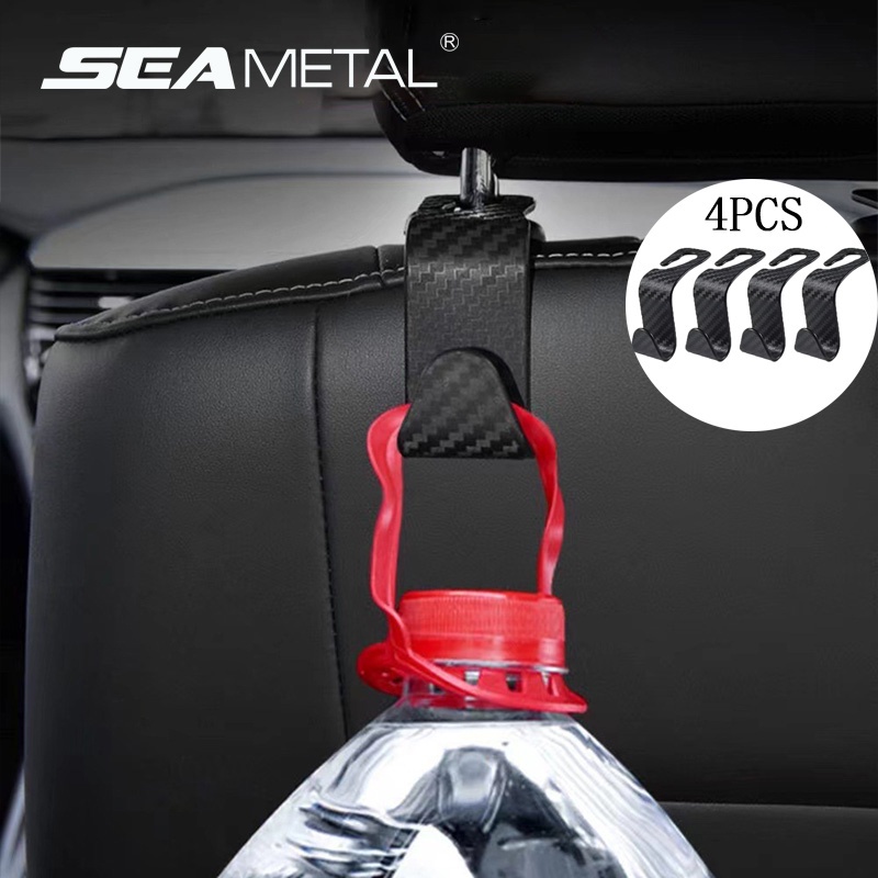 Bộ 4 móc treo đồ SEAMETAL bằng sợi carbon gắn ghế ngồi xe hơi tiện dụng