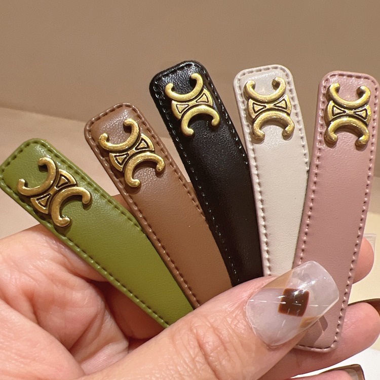 MIAOYA Kẹp Tóc Da pu In Chữ c Thời Trang Cao Cấp Cho Nữ