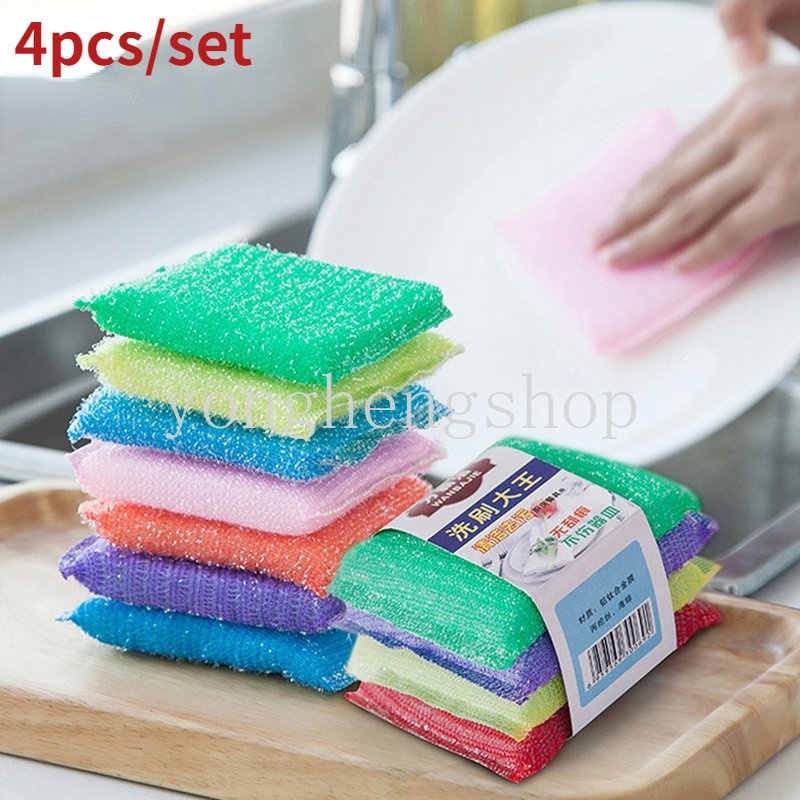 Set 4 Miếng Bọt Biển Rửa Chén Màu Sắc Ngẫu Nhiên Tiện Dụng