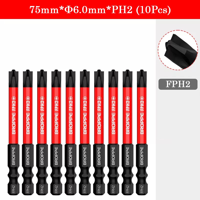 Fph1 FPH2 FPH3 Tua Vít Phillips Flat Head 1 / 4 Inch Shank Bộ tuốc nơ ...