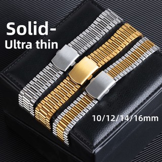 Dây Đồng Hồ Đeo Tay Bằng Thép Không Gỉ Trơn Màu 10mm 12mm 14mm 16mm Dành Cho Nam Và Nữ