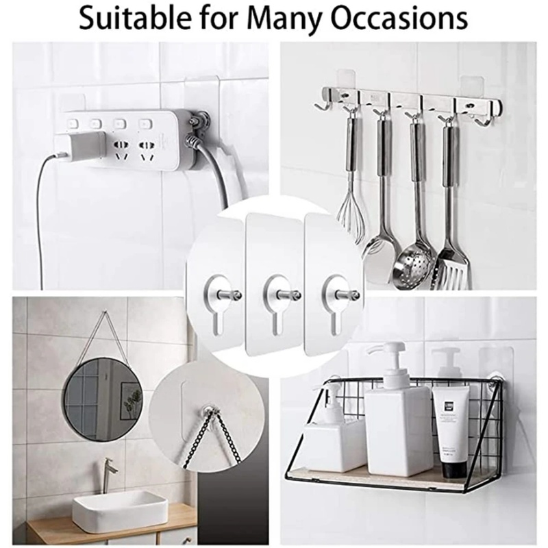 Set 10 Móc Treo Đồ Dán Tường Bằng PVC Không Cần Đục Lỗ Chắc Chắn