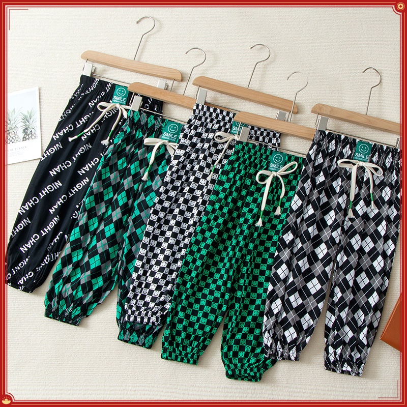 Trẻ Em Bloomers Mùa Hè Xuân Phong Cách Mỏng Phiên Bản Hàn Quốc Nam Nữ Quần Mỏng Băng Lụa Cha Mẹ-Con Quần Thường Ngày Quần Muỗi