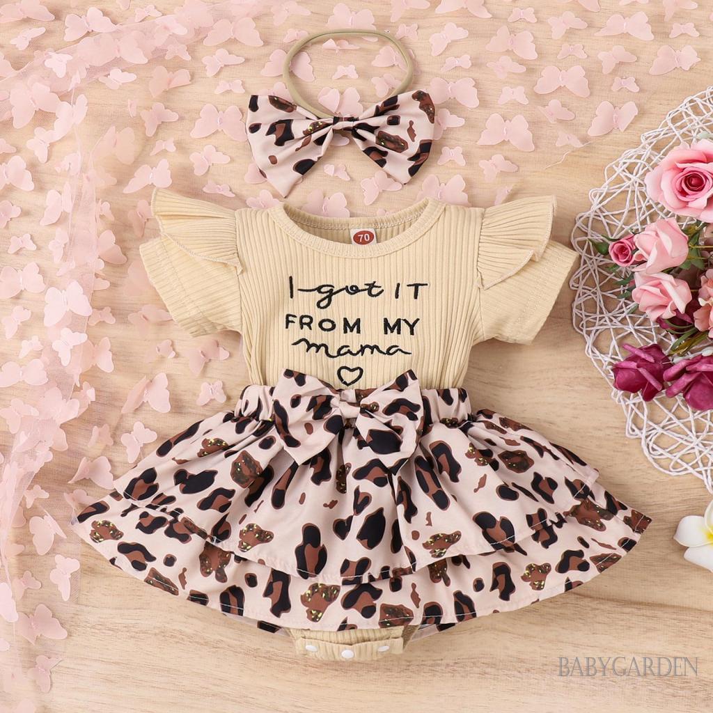 Áo Liền Quần Ngắn Tay Cổ Tròn Đính Nơ Trước Thời Trang Mùa Hè Dành Cho Bé Gái 0-18 Tháng Tuổi