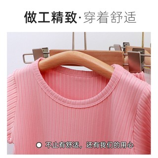 0-16Years Bộ Đồ Ngủ Trẻ Em Hạt Dọc Màu Trơn Bộ Đồ Ngủ Mềm Mại Bé Trai Bé Gái Tay Ngắn Mặc Ở Nhà