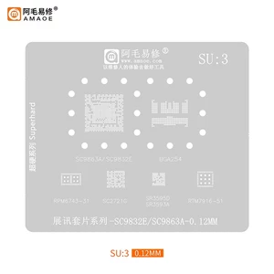 Amaoe SU 3 BGA Reballing Stencil cho SC9863A SC9832E SC2271G SR3595D Zhanxun Trồng Thiếc Lưới Dụng Cụ Sửa Chữa