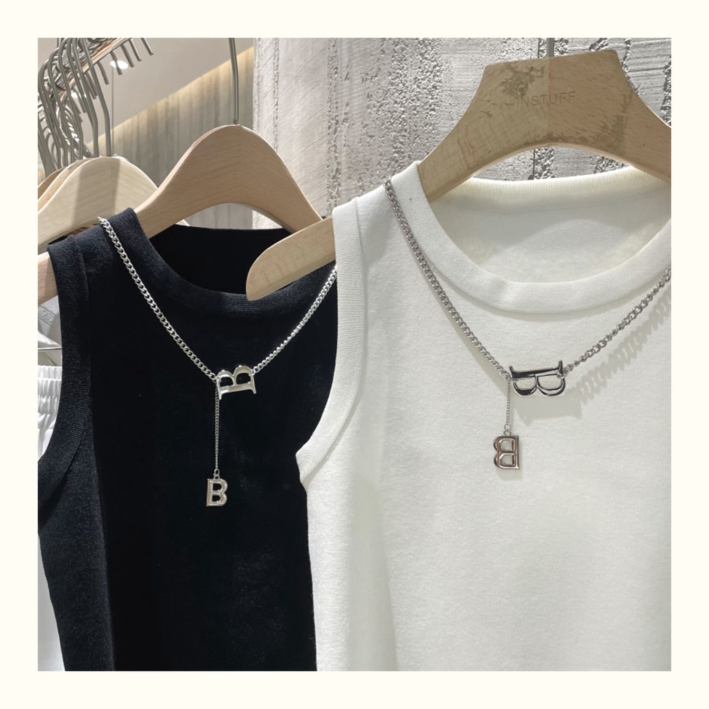 Áo Crop top cạp cao SUXI sọc nữ mùa hè Slim Fit Áo không tay