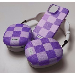 Checkerboard pattern matt / glossy case (17 types) compatible for airpods max / pink blue korea black white knit printed