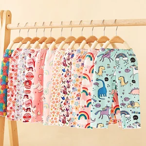 Quần Bé Gái Mùa Hè Trẻ Em Quần Crop Mùa Hè Hoạt Hình Bé Gái Mùa Hè Lụa Sữa Legging Mỏng Ngoài Mặc Quần Thường Ngày