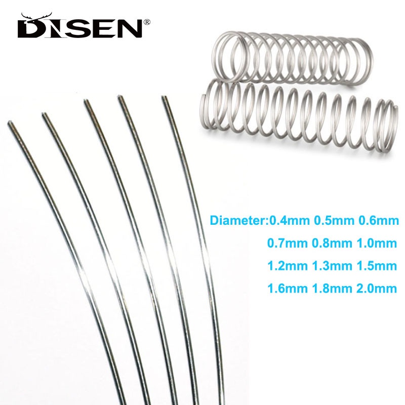 Thép không gỉ 304 lò xo dây đơn đàn hồi DIY Craft, đường kính 0.4–2.0mm