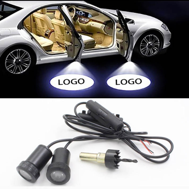 Set 2 Đèn Led Chiếu Logo 7W 12V DC Gắn Cửa Xe Ô Tô Kia Peugeot