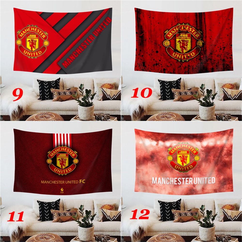 Thảm Treo Tường Bằng Polyester In Logo Câu Lạc Bộ Bóng Đá Manchester United Kèm Kẹp Độc Đáo Trang Trí Nhà Cửa
