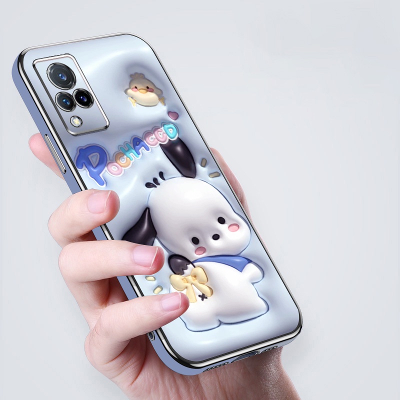 Ốp điện thoại hiệu ứng hình ảnh 3D cho Vivo V21 4G 5G Họa tiết động vật và thực vật dễ thương Vỏ điện thoại di động bao gồm tất cả có dây buộc