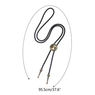 BTF Bolo Tie Cowboy Neckties Vintage PU Faux Leather Rope Cord Necklace with Star Pendant Braided Jewelry for Men Women