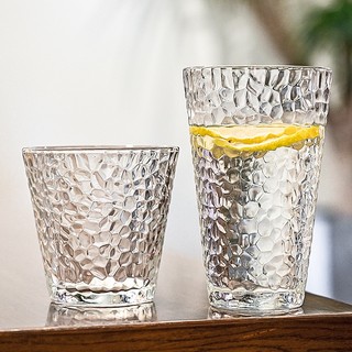 Bộ 6 Ly thủy tinh vân nhám phong cách Nhật Bản, Cốc chịu nhiệt dùng uống trà, nước ép, soda 310ml