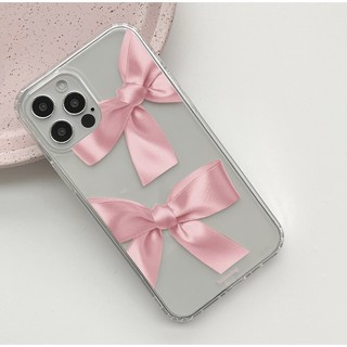 Họa tiết ruy băng Vỏ trong suốt (4 loại) tương thích cho iPhone 16 15 14 13 12 11 pro max mini s23 s22 s21 s20 note ultra plus hồng tím