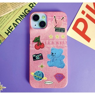 Ốp Điện Thoại denim / Thẻ Cứng Hình Gấu Cho iphone 15 14 13 12 11 pro max mini s22 plus ultra s21 note 20