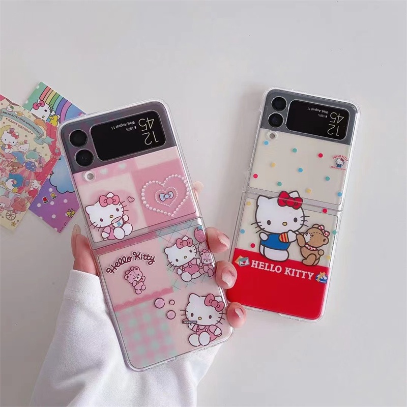 Ốp Điện Thoại Cứng Trong Suốt Chống Sốc Hình Hello Kitty Dễ Thương Cho Samsung Galaxy Z Flip 4 Z Flip 3 5G Zflip4 Flip4 Z Flip 3
