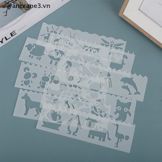 Bộ 8 Khuôn Vẽ Trang Trí Sổ Tay / Tường DIY Hình Động Vật / Lượn Sóng / Chữ Cái