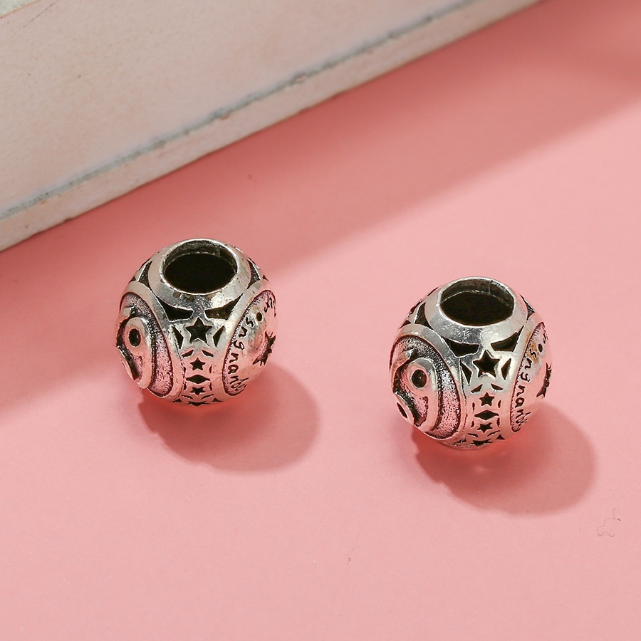 Hạt Charm Tròn 12 Cung Hoàng Đạo Màu Sắc Bạc Làm Trang Sức Diy
