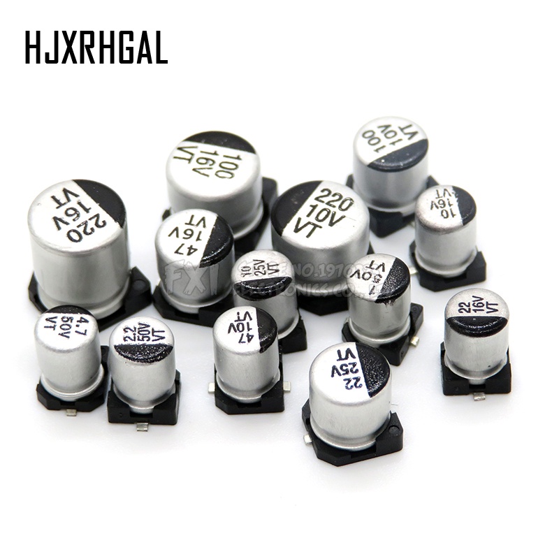 thumbnail image 2 of 10pc SMD Aluminum Electrolytic Capacitor 6.3V 10V 16V 25V 35V 50V... 2 of 13
