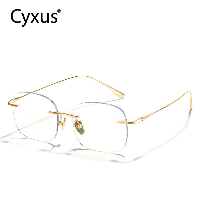 Cyxus Kính Chống Ánh Sáng Xanh Cho Máy Tính Gọng Titan Không Viền Siêu Nhẹ Giảm Mỏi Mắt Bảo Vệ Mắt Khỏi Tia UV 8124