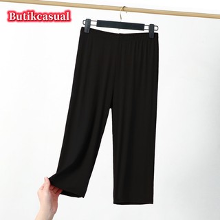 Quần nữ modal cotton co giãn dáng rộng trơn, plus size, 2023