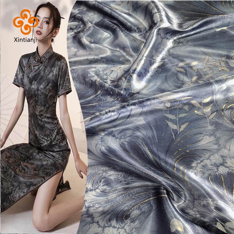 Đầm DIY cao cấp từ vải lụa mây sợi in sườn xám, 0.5 mét - TJ9477