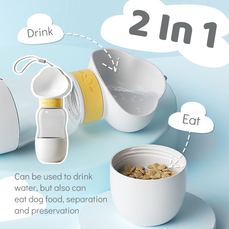 HamshMoc 2 Trong 1 Chai Cho Chó Di Động Bát Nước Thú Cưng Chống Rò Rỉ Chai Nước Uống Cho Thú Cưng Hộp Đựng Thức Ăn Cho Chó Đi Bộ Đường Dài Và Du Lịch Ngoài Trời
