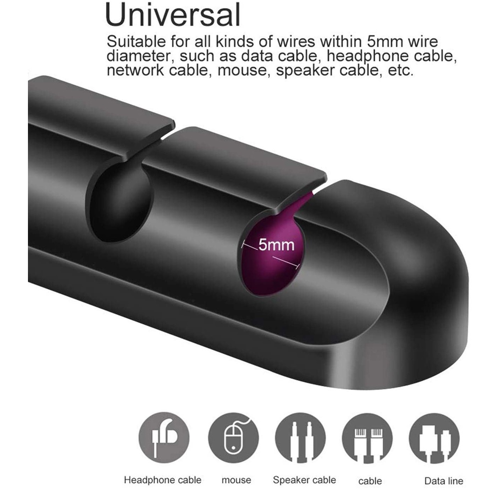 Kẹp Giữ Dây Cáp USB Bằng Silicone Tự Dính Tiện Lợi