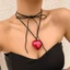 YOI Xu Hướng Thời Trang Niche Sense Tình Yêu Mặt Dây Chuyền Xương Đòn Dây Chuyền Tính Khí Gió Lạnh Có Thể Điều Chỉnh Vòng Cổ Nhung Đen
